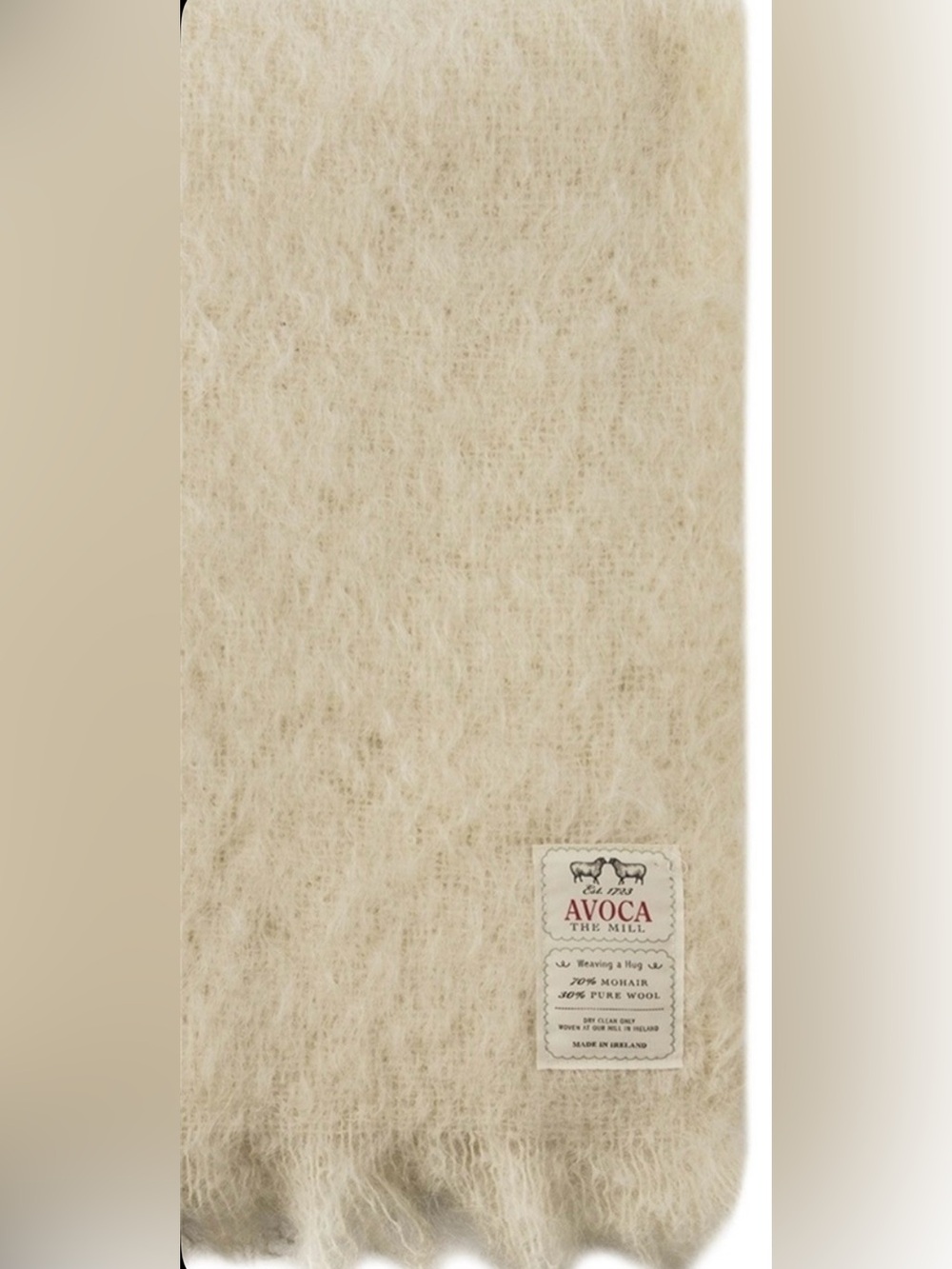 Avoca The Mill Cream Mohair Wool Throw Cream M11 Mohair Throw L.excellent